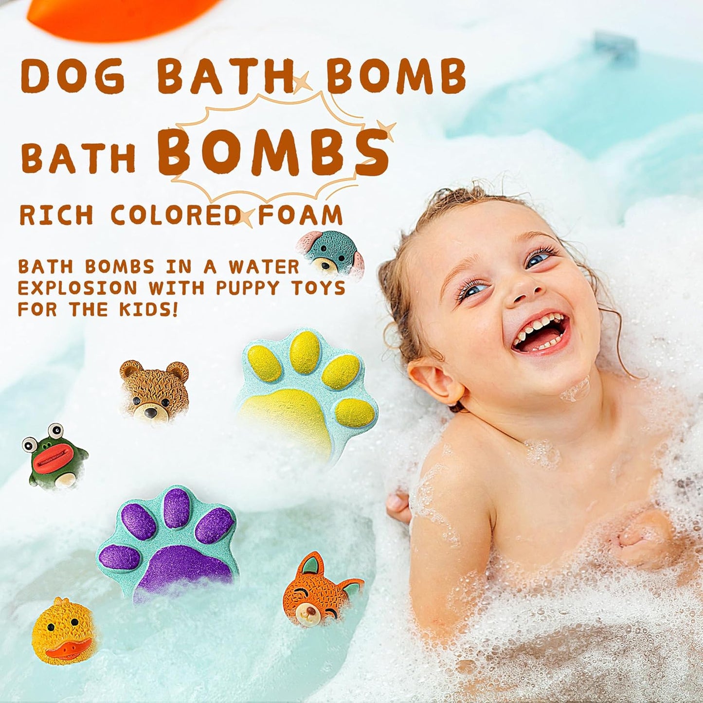 Bath Bombs for Kids with Surprise Toys Inside, 12 Pack Paw Bath Bombs Gift Set, Bubble Bath Bomb Kit with Toys, Kids Bubble Bath Fizzy for Girls Boys with Bath Inside