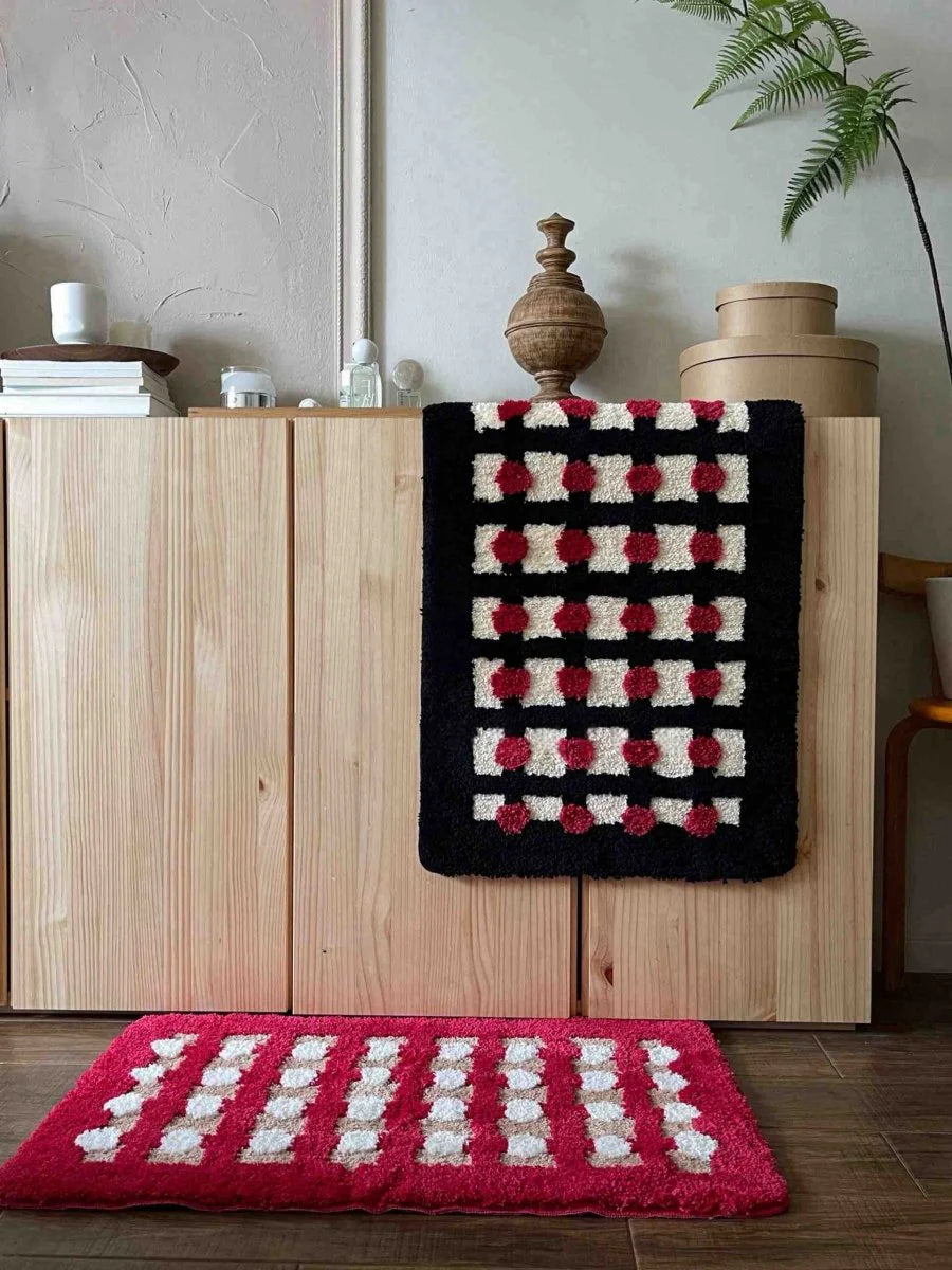 Premium Retro Dotted Bath Rug - Ultra Soft, Highly Absorbent, and Anti-Slip Design