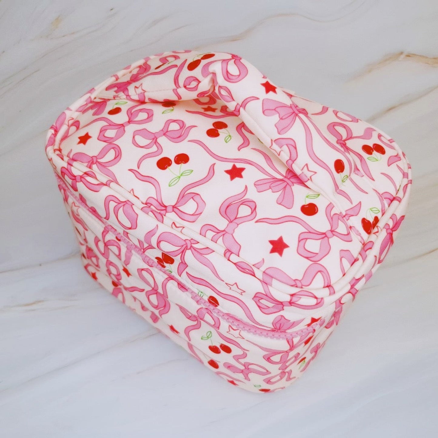 Cherry Bowtiful Travel Cosmetic Case with Handle
