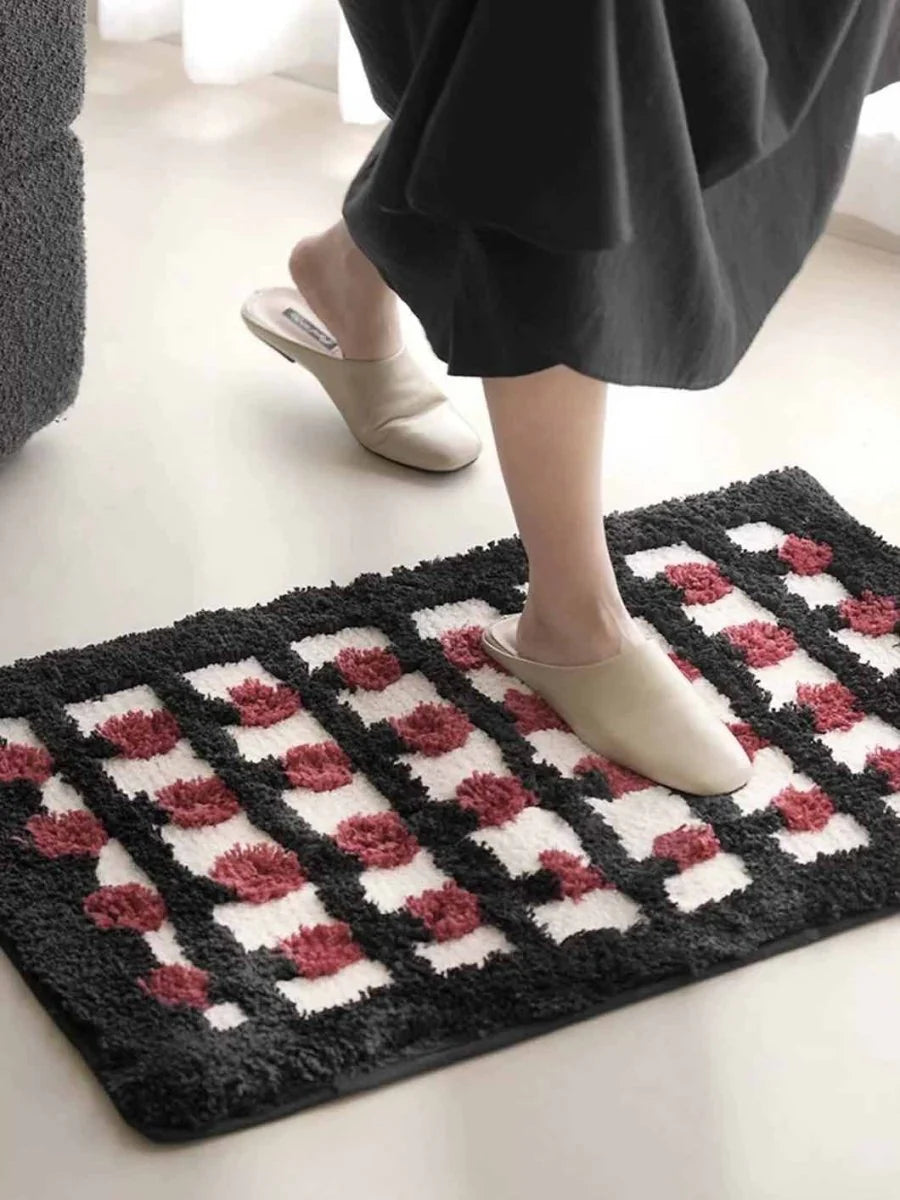 Premium Retro Dotted Bath Rug - Ultra Soft, Highly Absorbent, and Anti-Slip Design