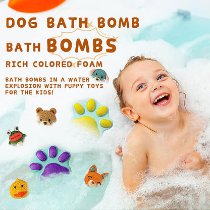 Bath Bombs for Kids with Surprise Toys Inside, 12 Pack Paw Bath Bombs Gift Set, Bubble Bath Bomb Kit with Toys, Kids Bubble Bath Fizzy for Girls Boys with Bath Inside