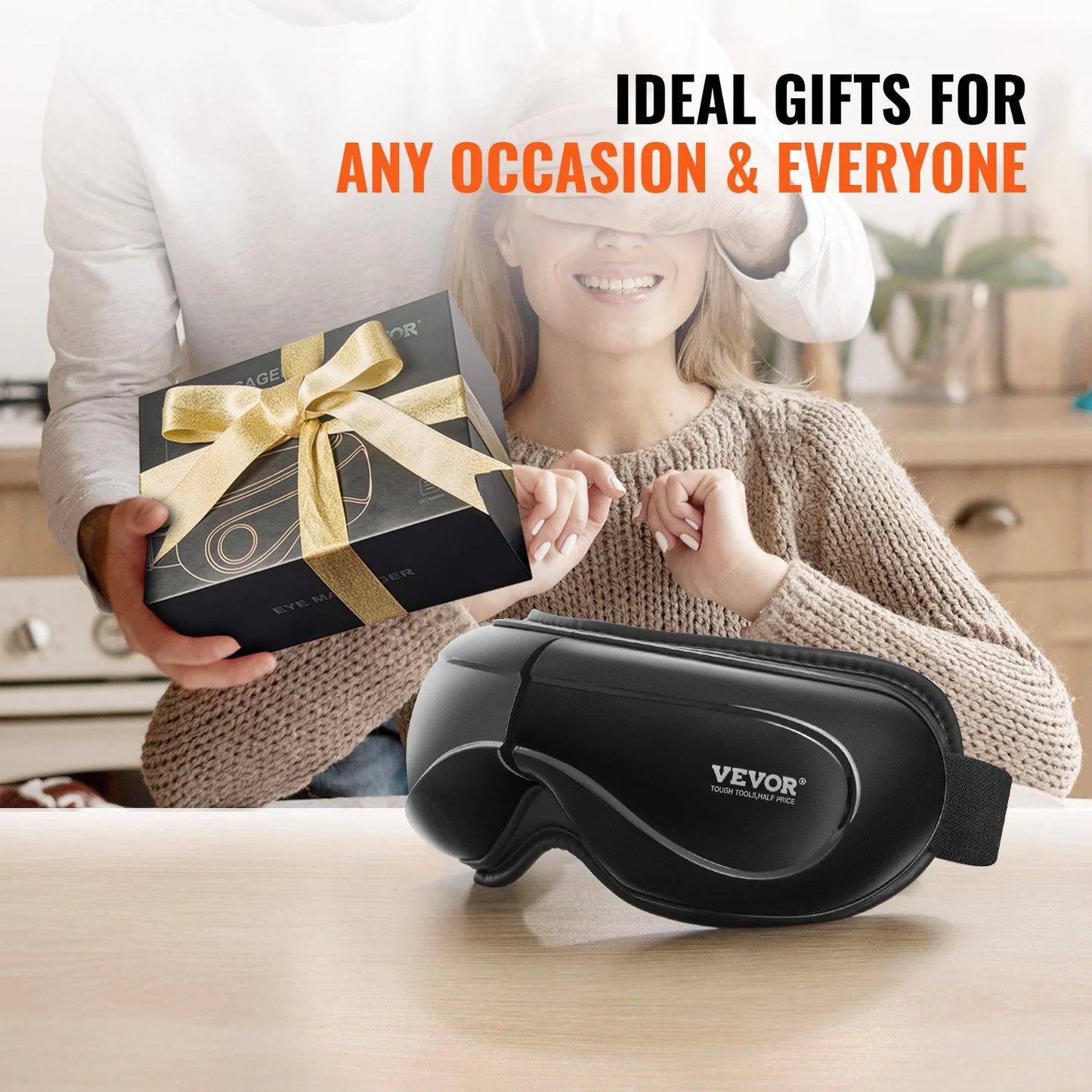 VEVOR Bluetooth Eye Massager with Heat and Remote Control - 5 Modes for Enhanced Eye Care
