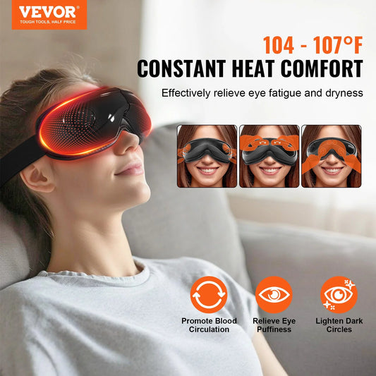 VEVOR Bluetooth Eye Massager with Heat and Remote Control - 5 Modes for Enhanced Eye Care