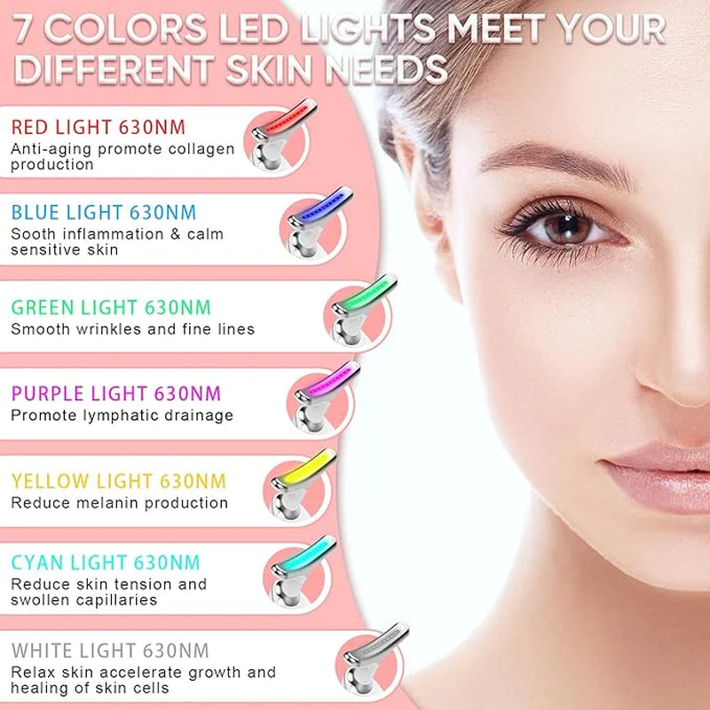 Professional Facial Massager for Skin Care | Double Chin Reduction | 7 Color Modes | Face Sculpting Device | Thermal, Vibration, and Microcurrent Technology | USPS/UPS Tracking (US Shipping Only)